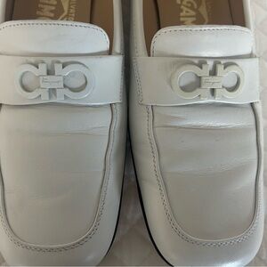 Ferragamo White Leather Loafers